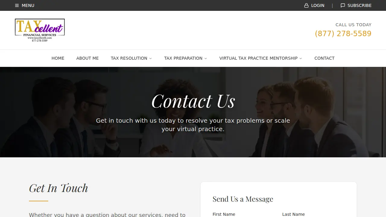TAXcellent Financial Svcs - Tax Relief Firm page