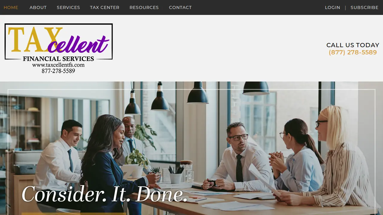TAXcellent Financial Svcs - Tax Relief Firm page