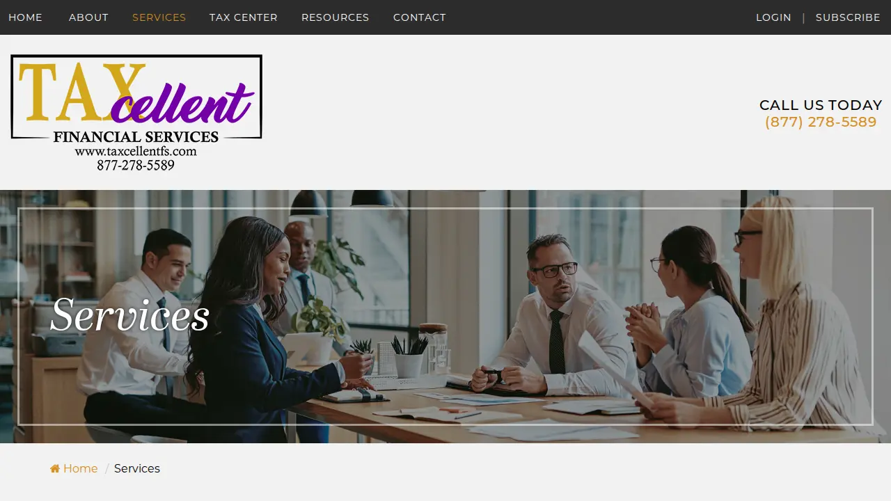 TAXcellent Financial Svcs - Tax Relief Firm page