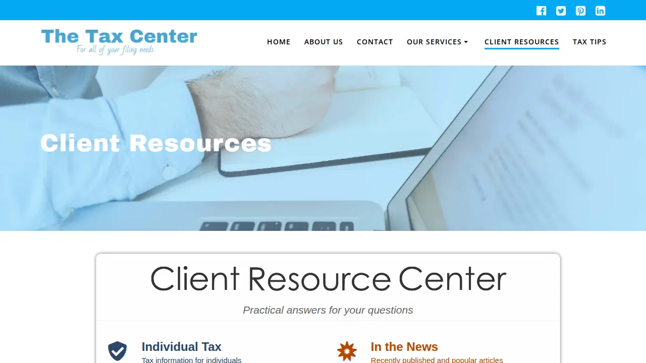 The Tax Center page