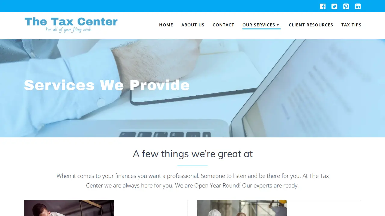 The Tax Center page