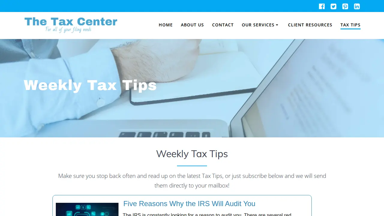 The Tax Center page