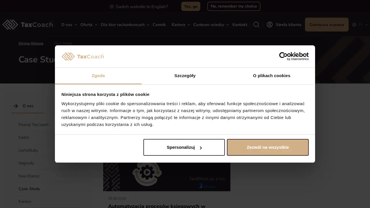 TaxCoach Sp. z o.o. Biuro rachunkowe - KSIĘGOWOŚĆ | KADRY | PODATKI | ZARZĄDZANIE FINANSAMI | KONSULTING FINANSOWY page