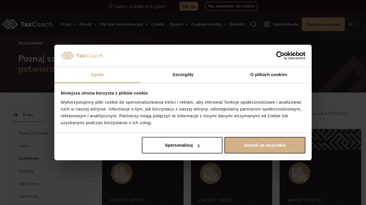 TaxCoach Sp. z o.o. Biuro rachunkowe - KSIĘGOWOŚĆ | KADRY | PODATKI | ZARZĄDZANIE FINANSAMI | KONSULTING FINANSOWY page