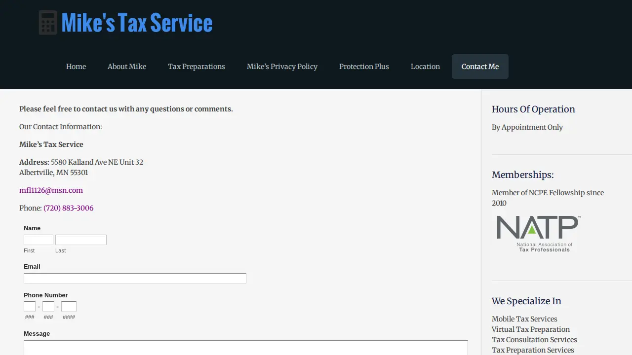 Mikes Tax Service page