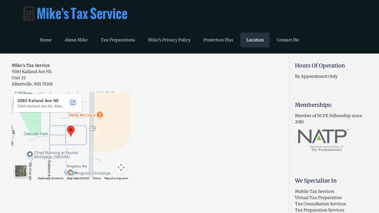 Mikes Tax Service page