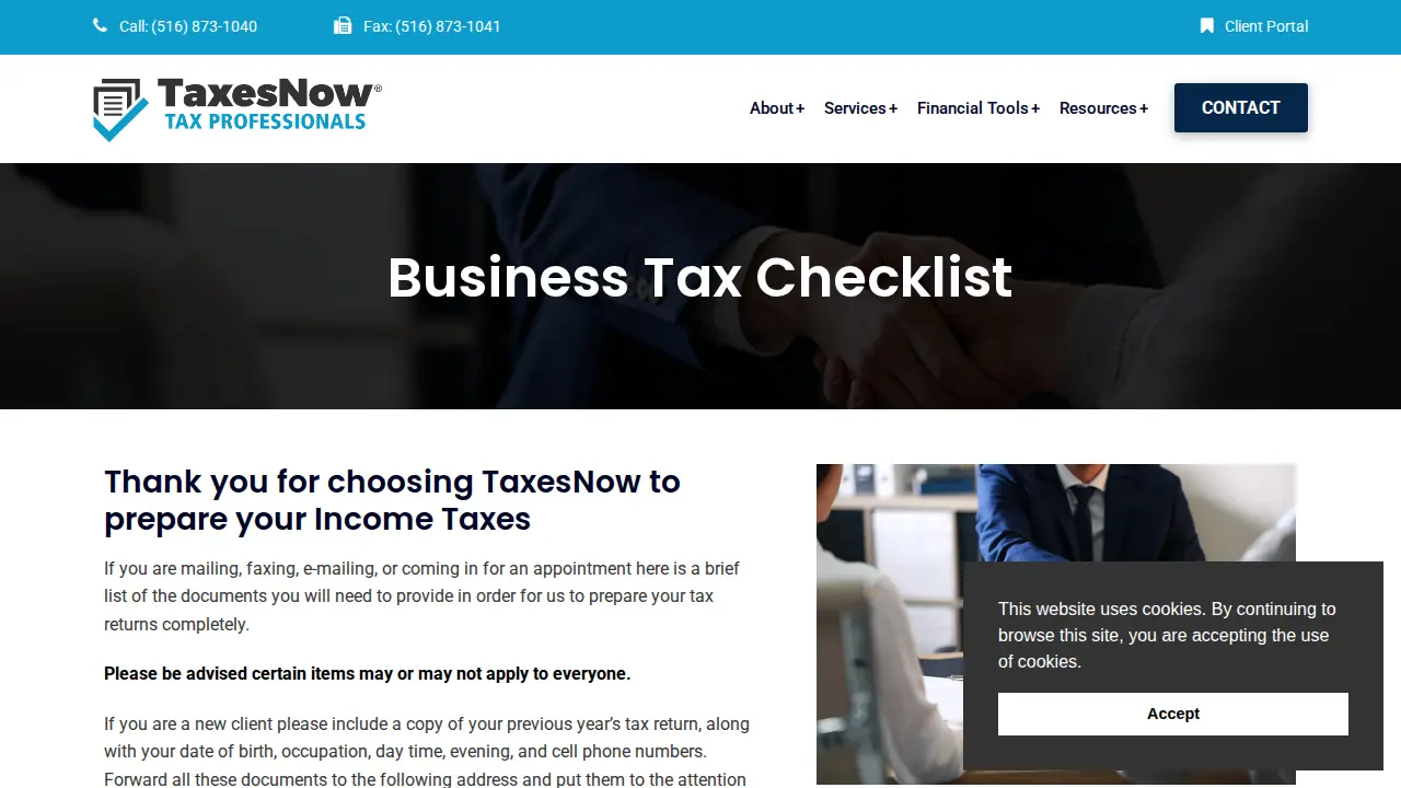 TaxesNow page