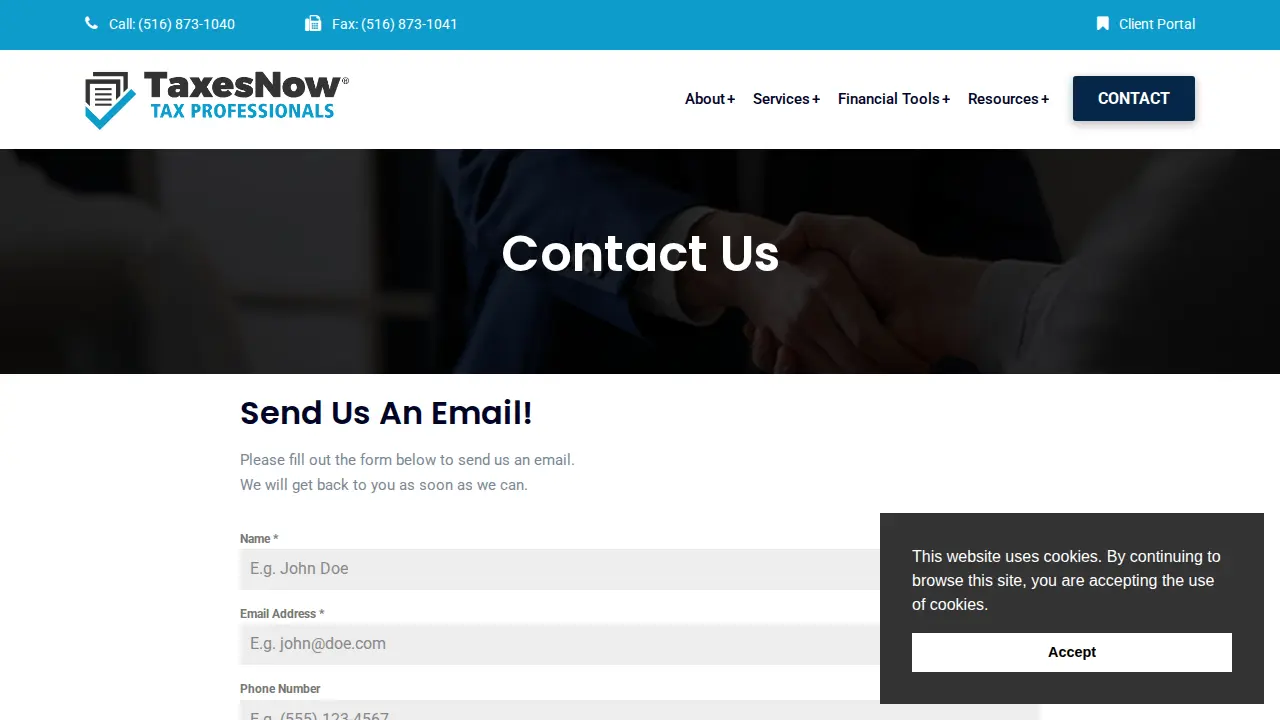 TaxesNow page