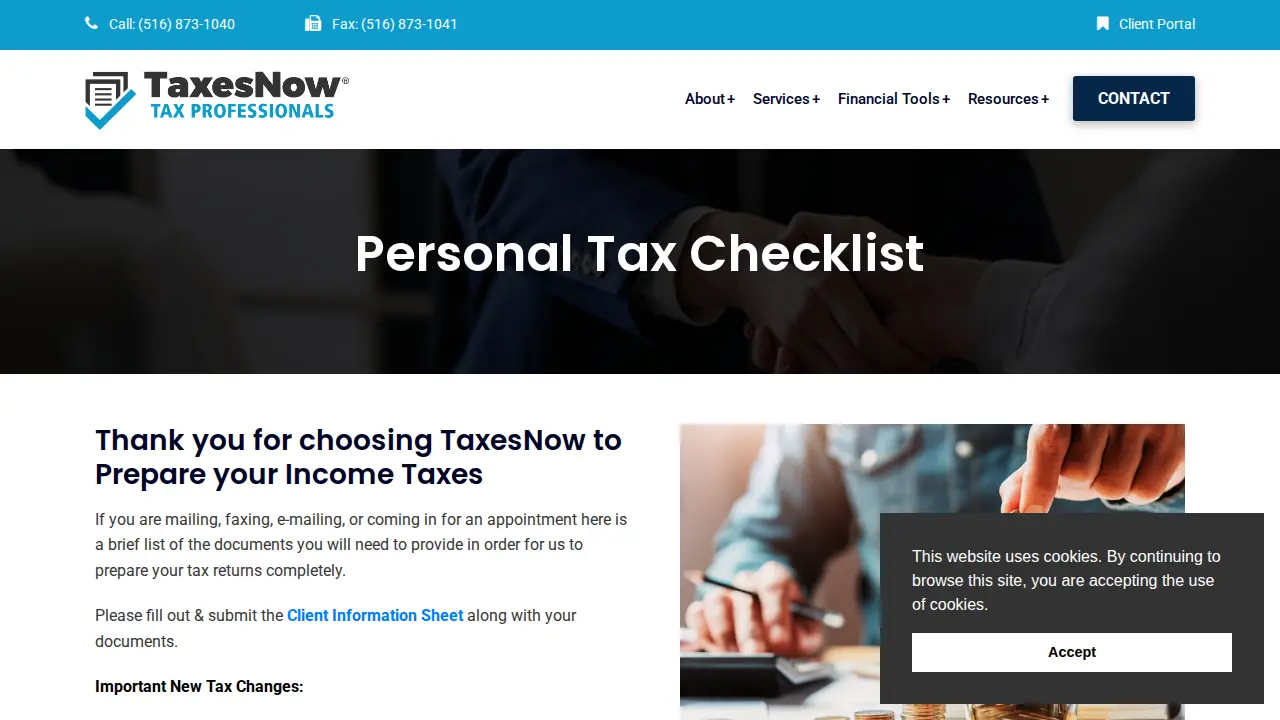 TaxesNow page
