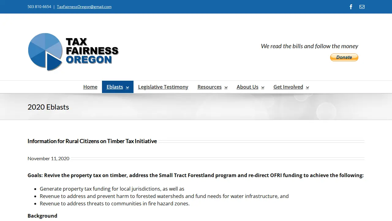 Tax Fairness Oregon page