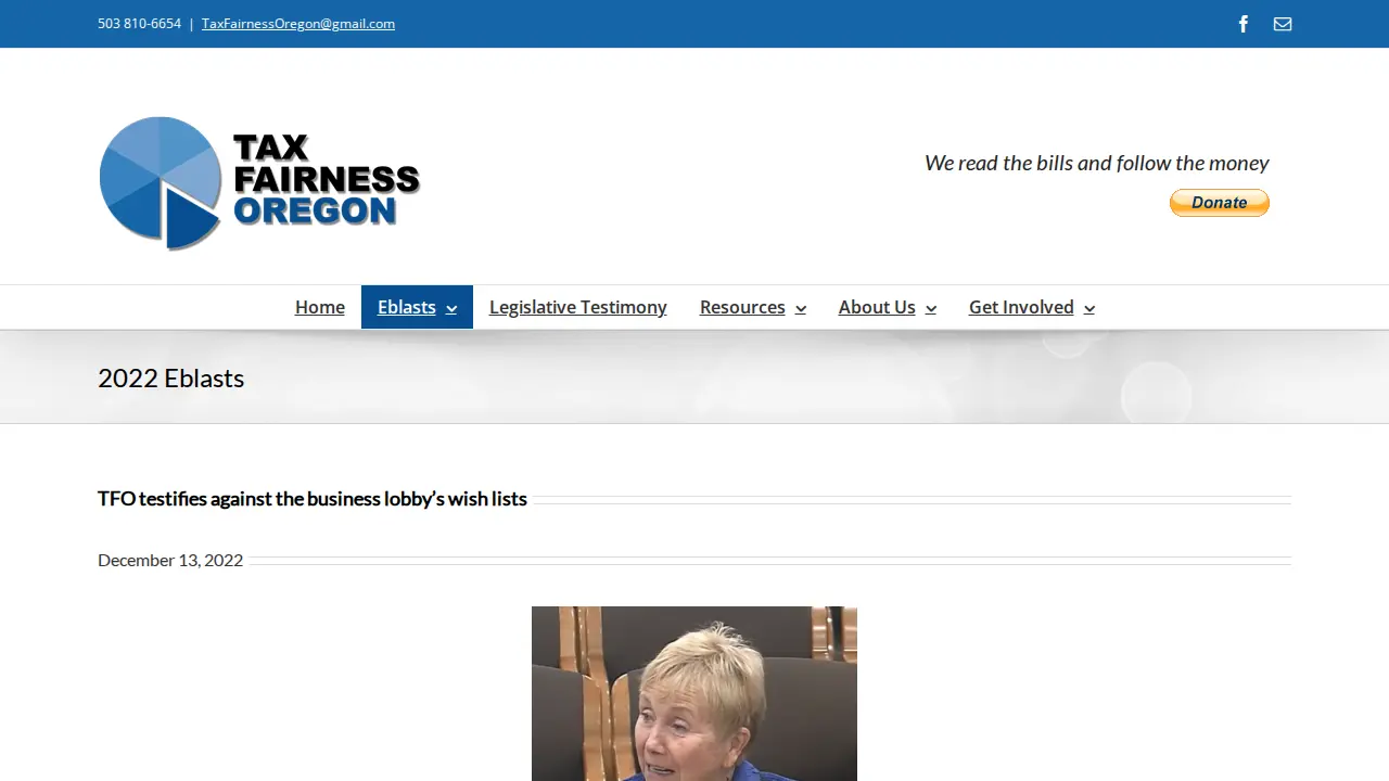 Tax Fairness Oregon page