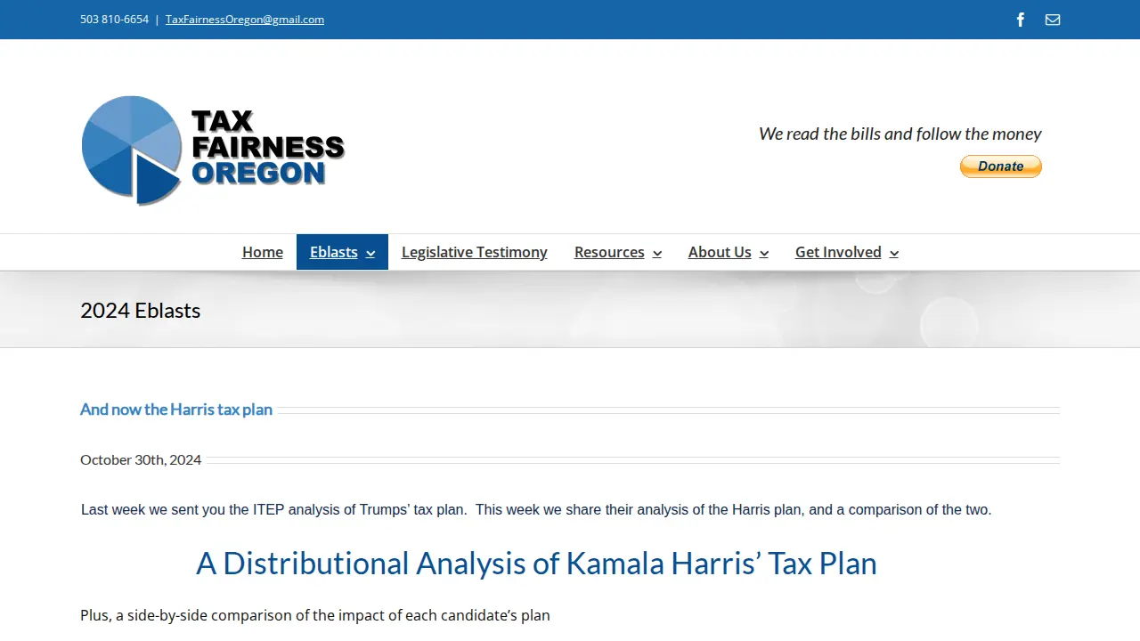 Tax Fairness Oregon page