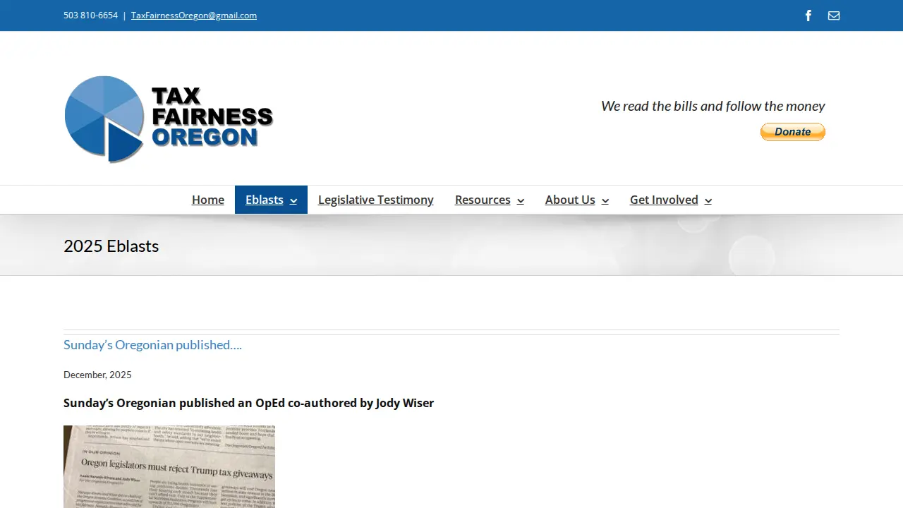 Tax Fairness Oregon page