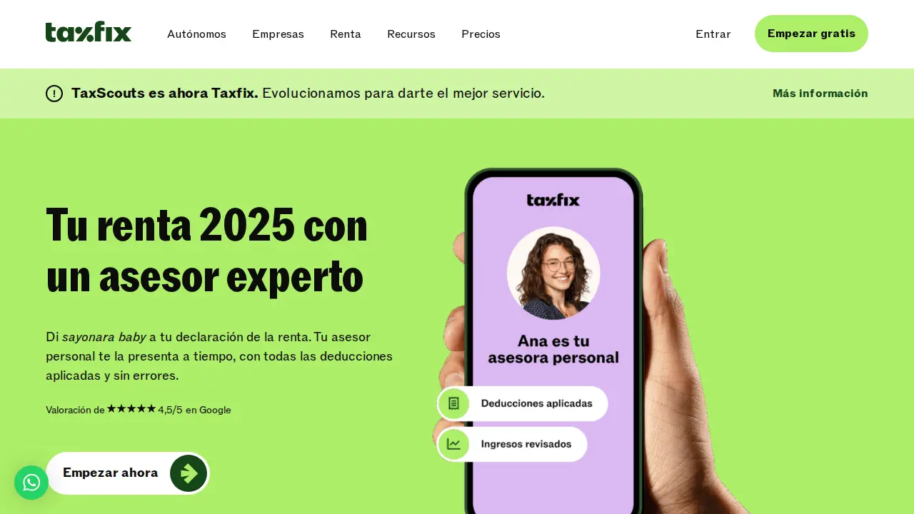 Taxfix España page