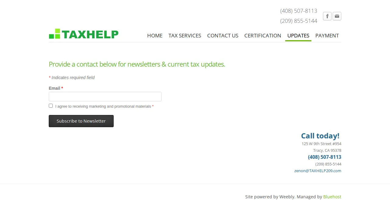 TAXHELP - Income Tax Preparation page