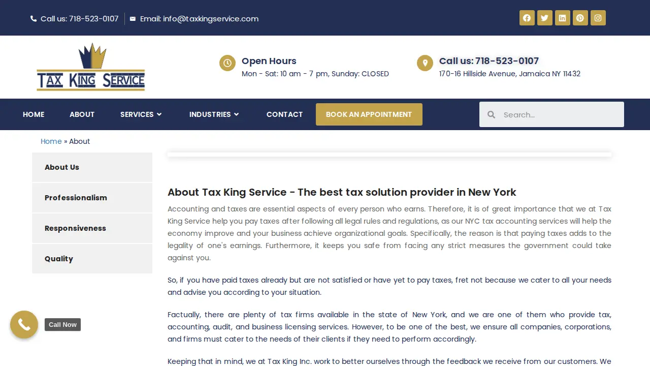 Tax King Service page
