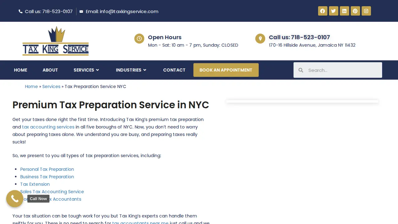 Tax King Service page