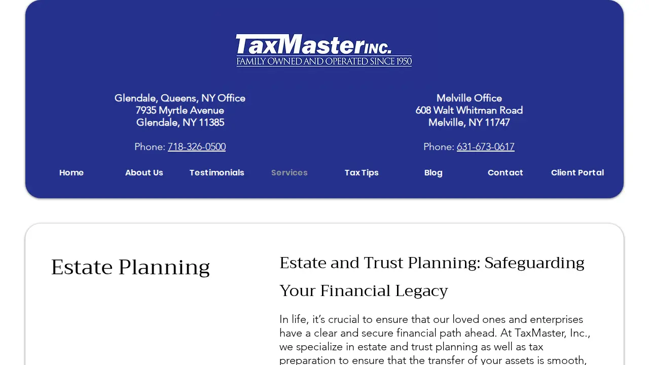 Taxmaster, Inc. page