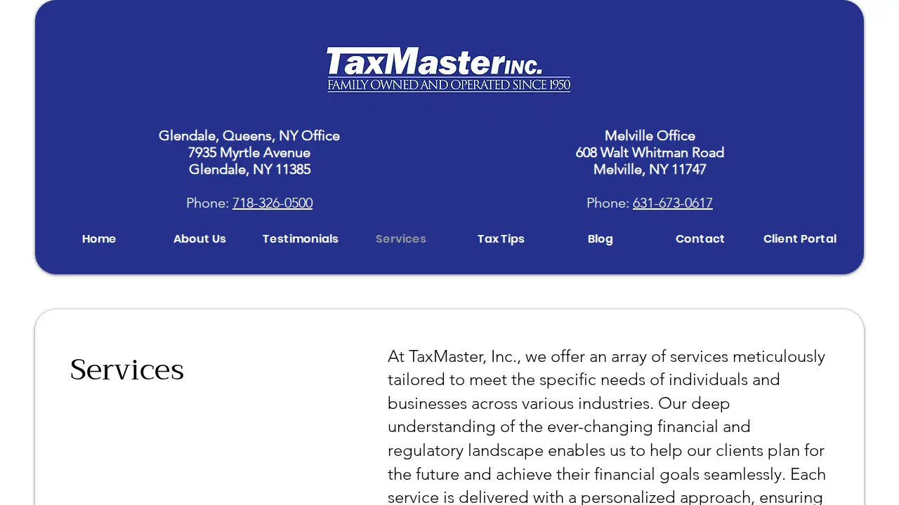 Taxmaster, Inc. page