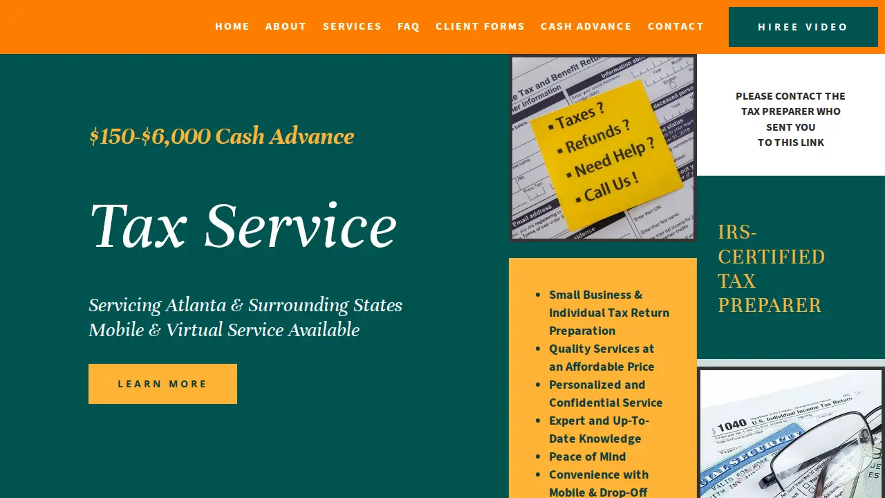 Mo Bandz Tax Service page