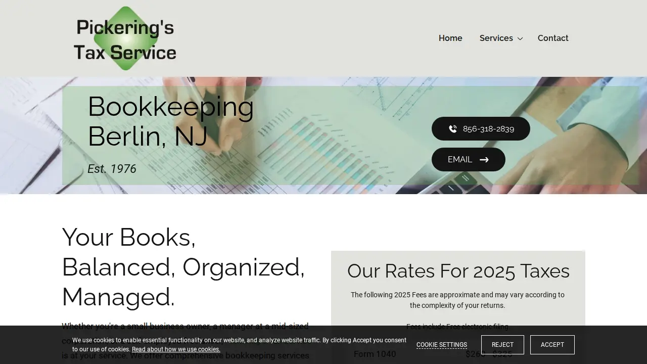 Pickering's Tax Service page