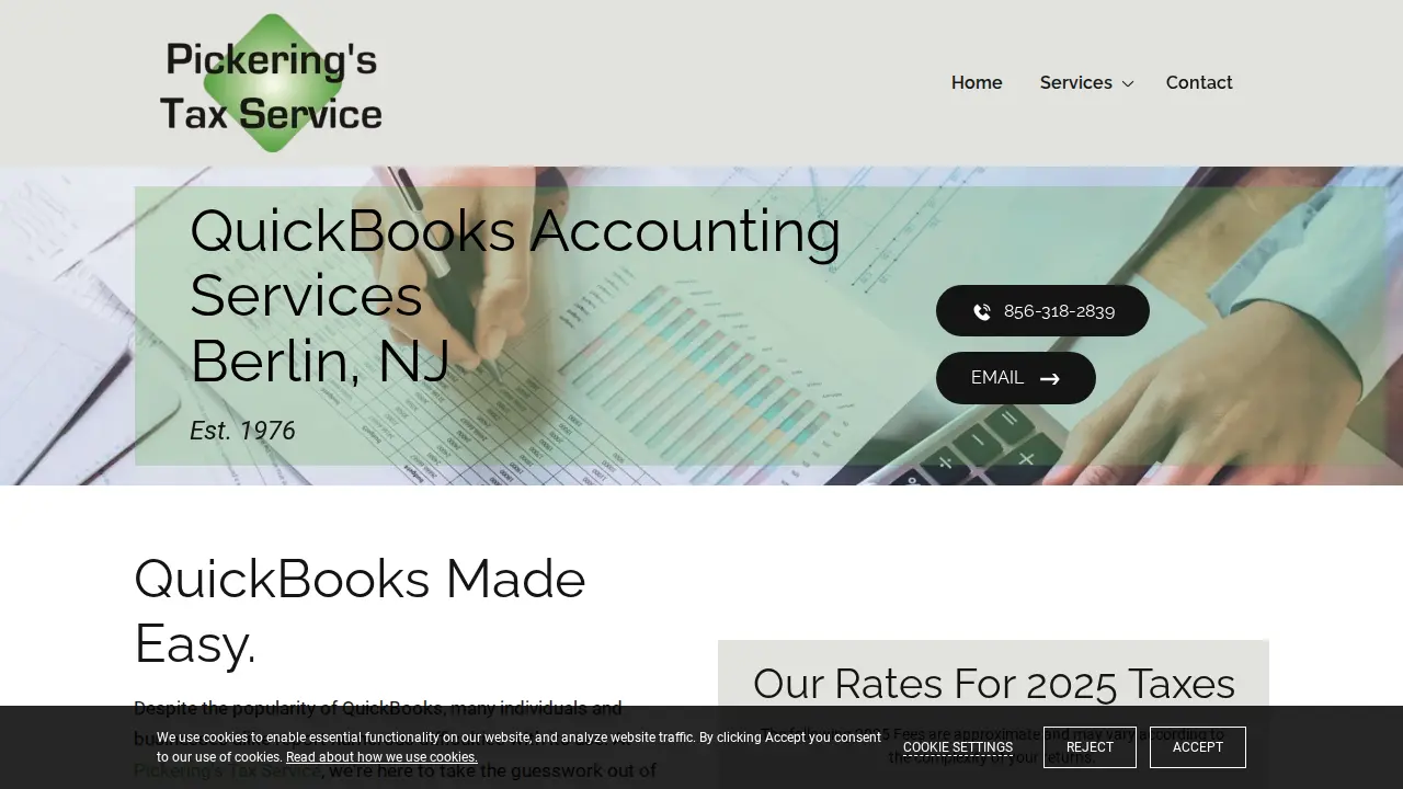 Pickering's Tax Service page