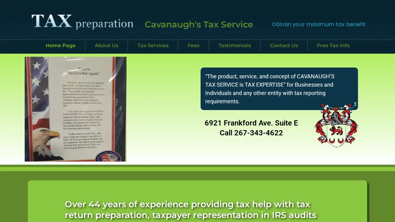 Cavanaugh's Tax Service website