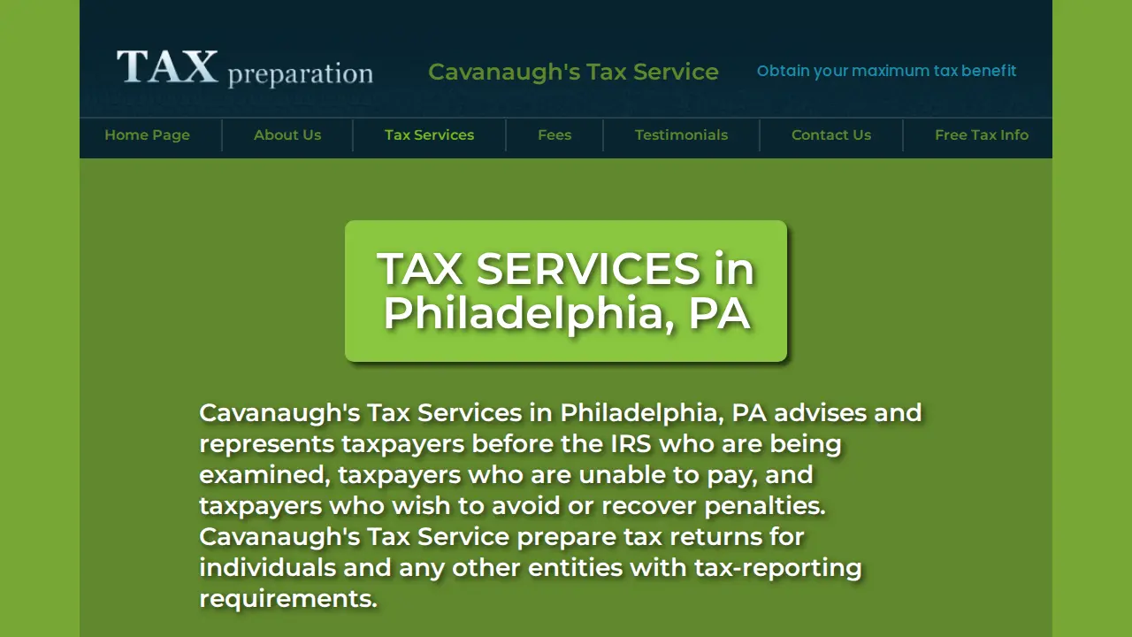 Cavanaugh's Tax Service page