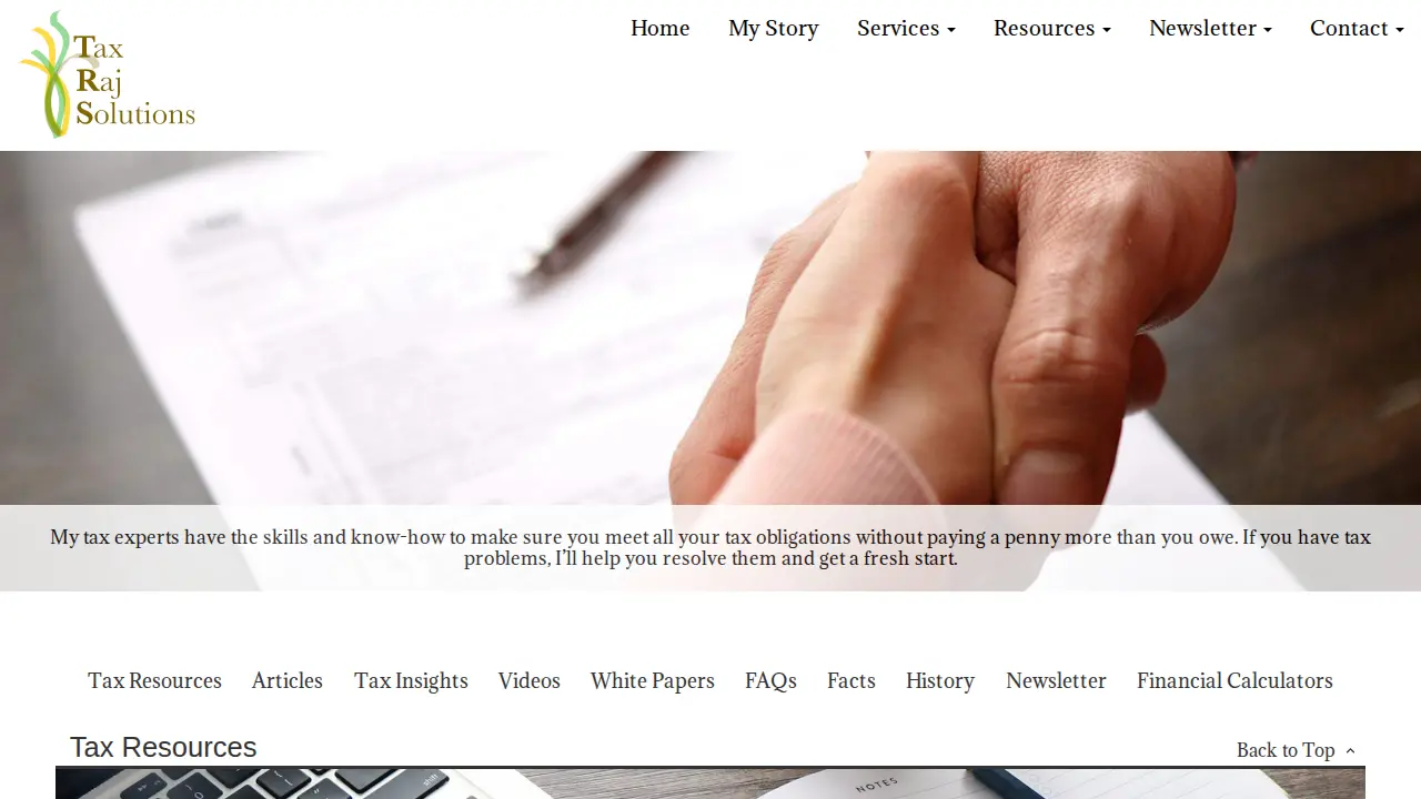 Tax Raj Solutions page