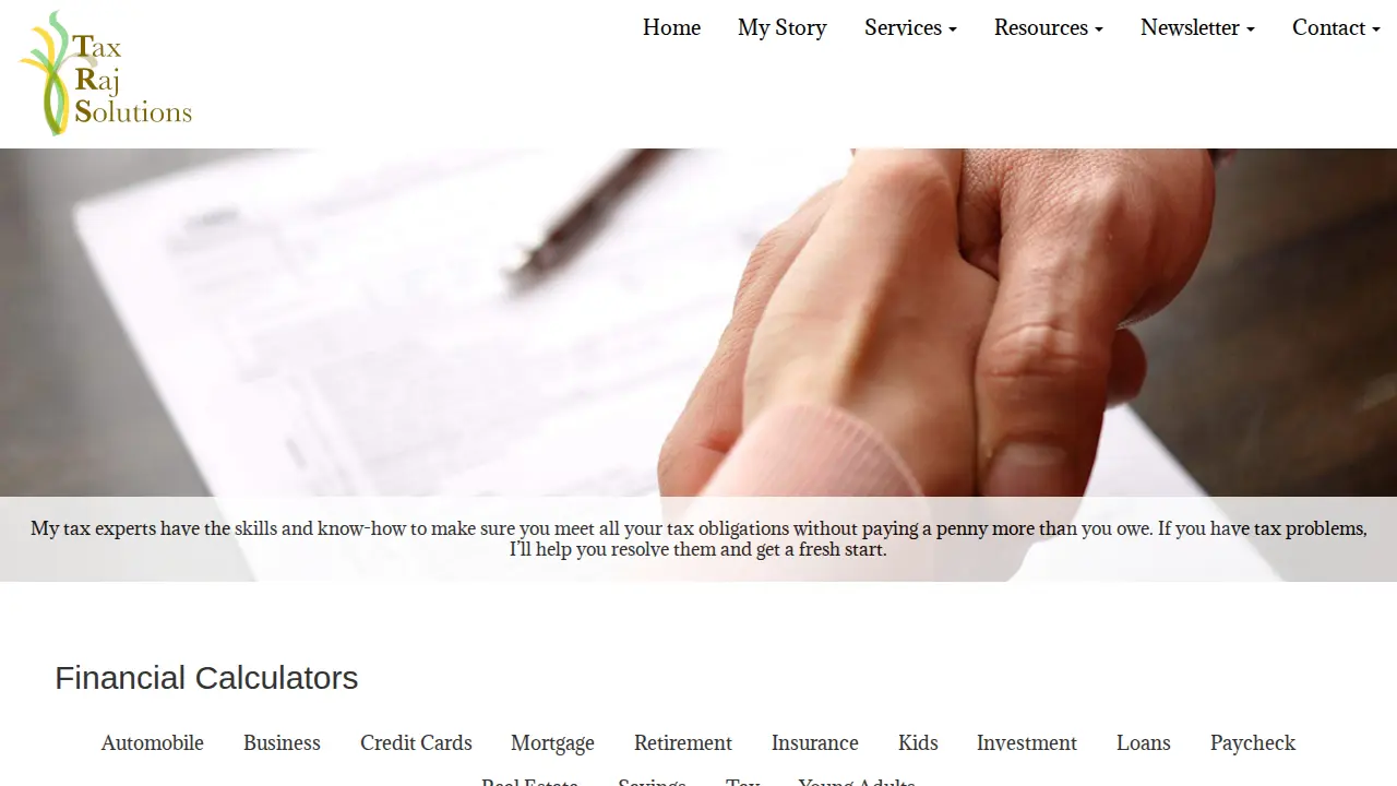 Tax Raj Solutions page