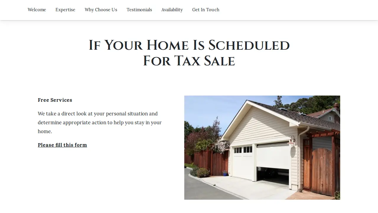Tax Sale Help of America page
