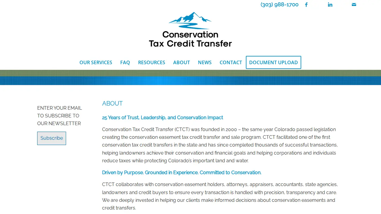Conservation Tax Credit Transfer page