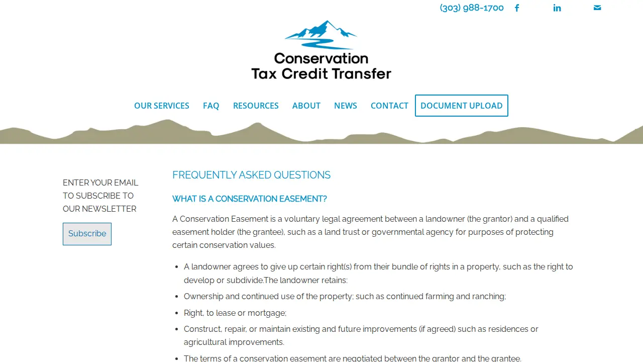 Conservation Tax Credit Transfer page