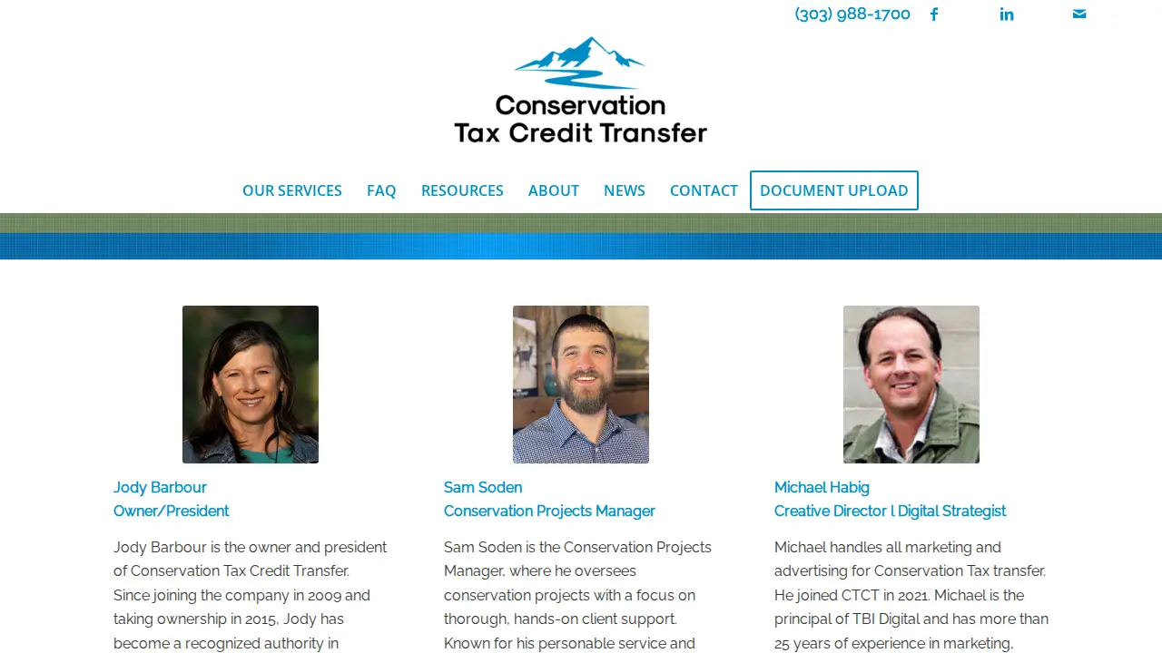 Conservation Tax Credit Transfer page