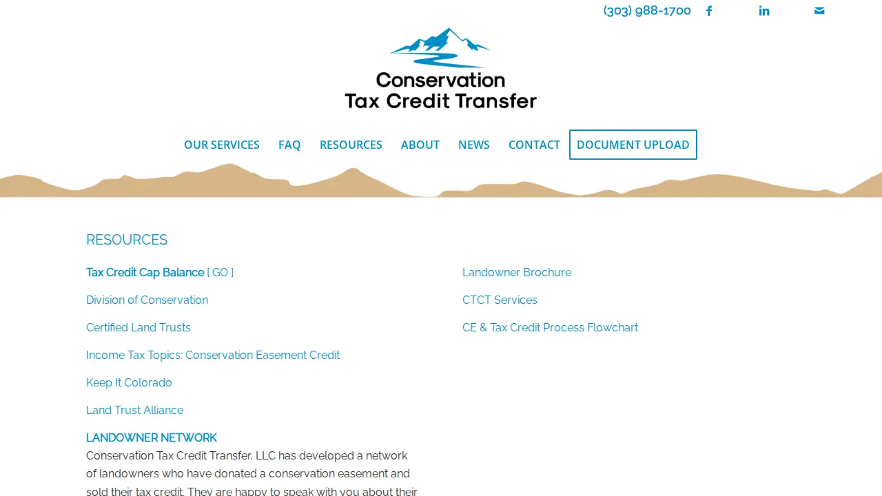 Conservation Tax Credit Transfer page