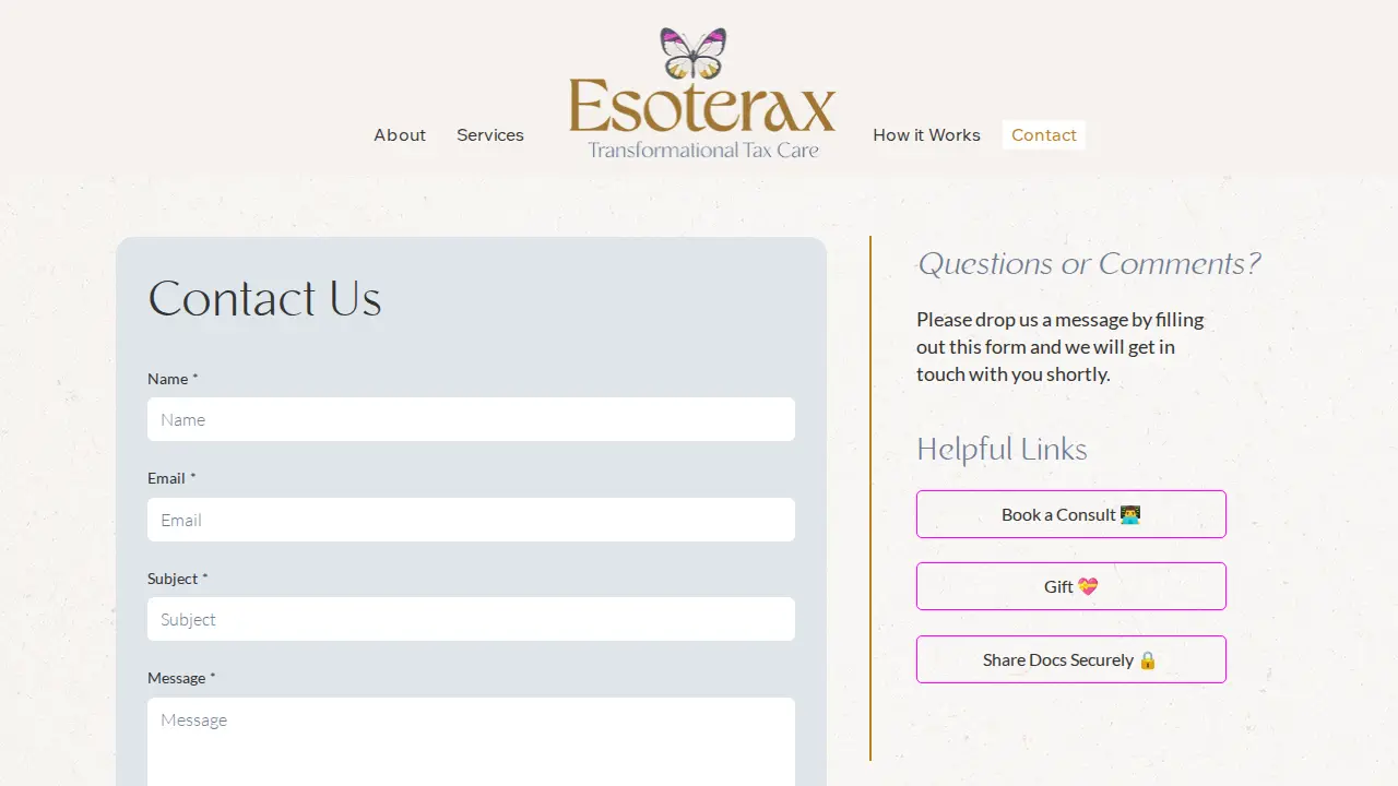 Esoterax DBA Tax Tutor page