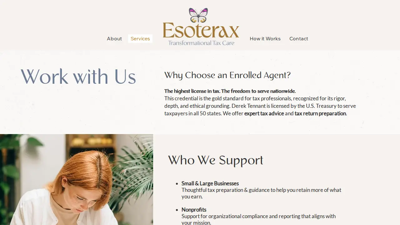 Esoterax DBA Tax Tutor page