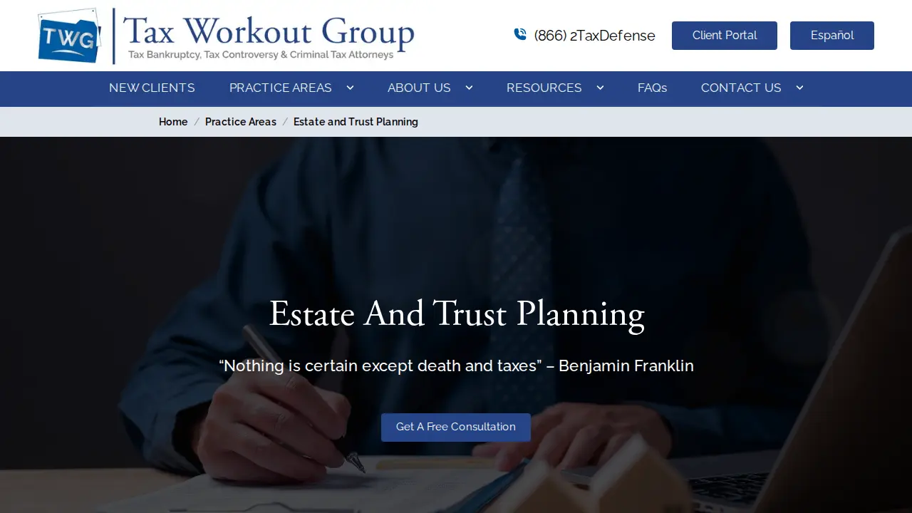 Tax Workout Group page