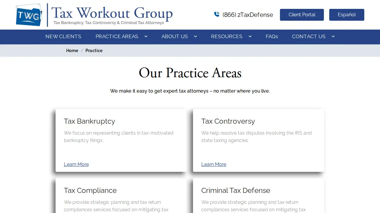 Tax Workout Group page