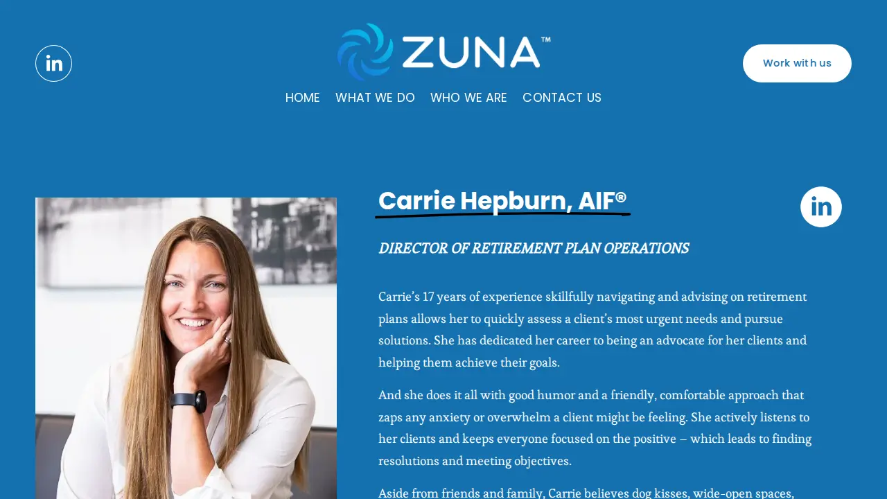 Zuna - Financial Strategy & Employee Benefits page