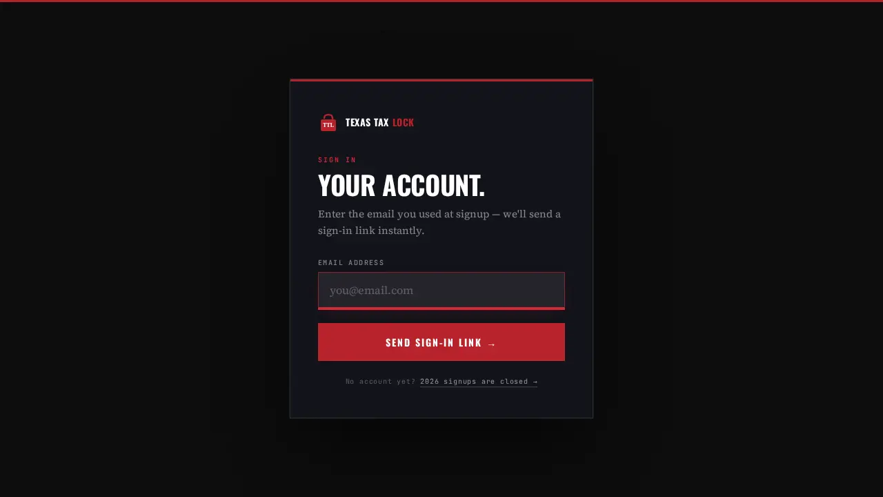 Texas Tax Lock page