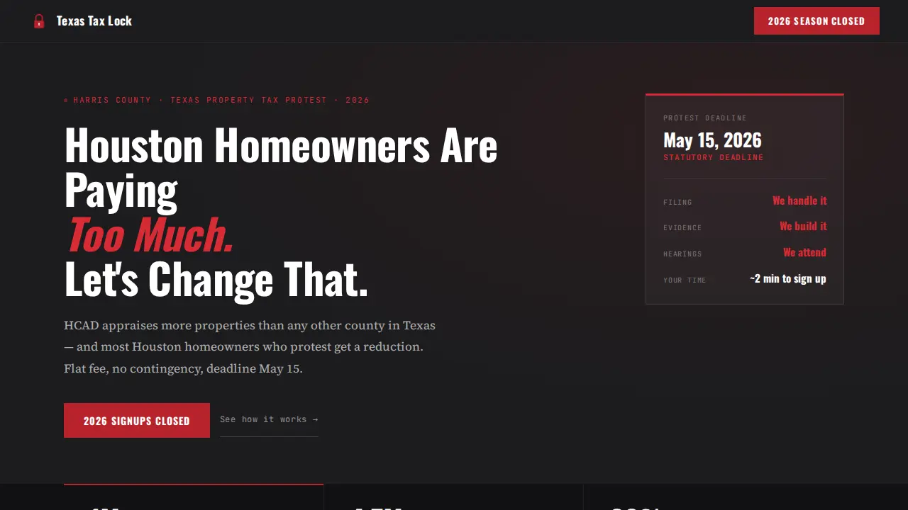 Texas Tax Lock page