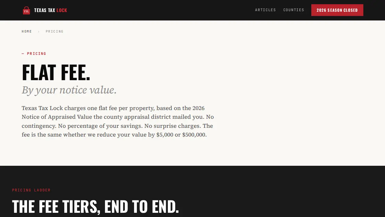 Texas Tax Lock page