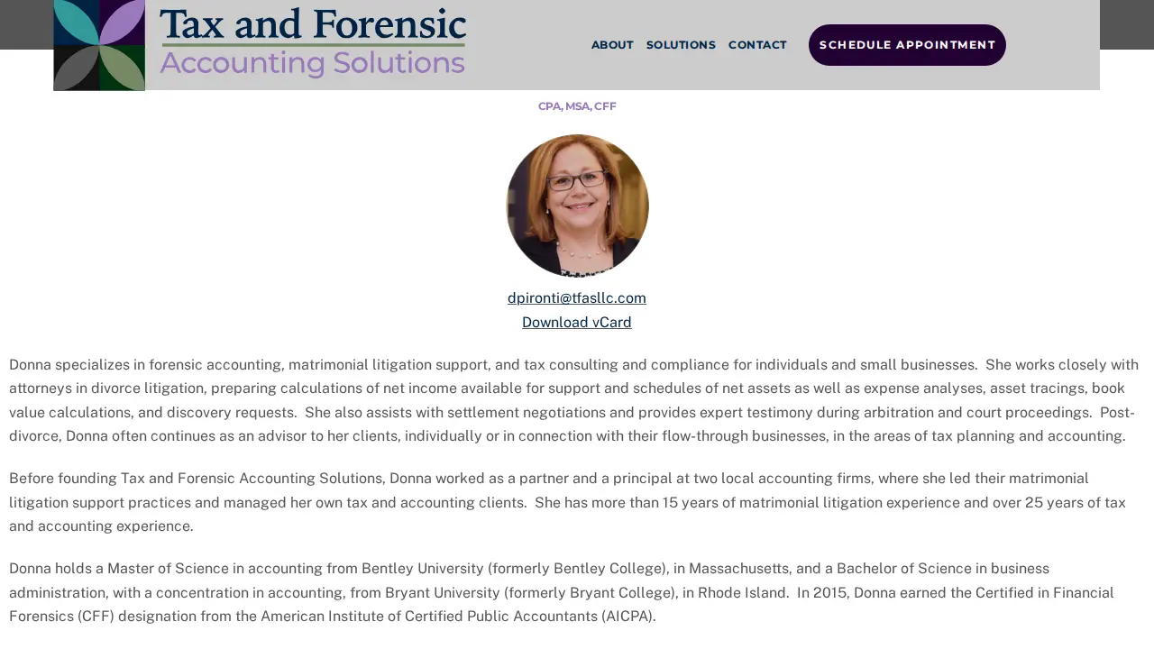 Tax and Forensic Accounting Solutions page