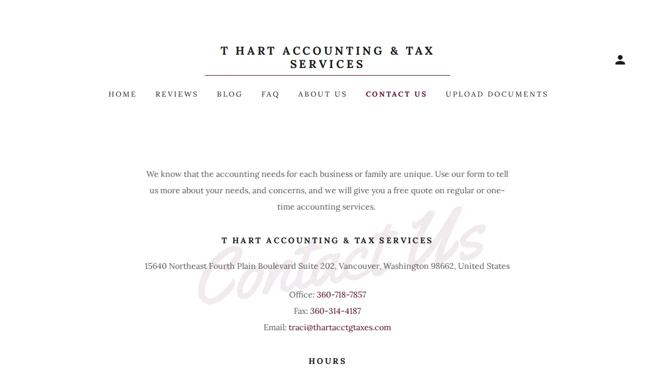T Hart Accounting & Tax Services page