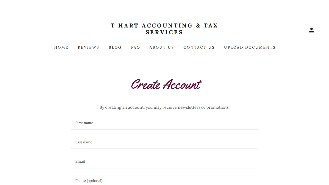 T Hart Accounting & Tax Services page