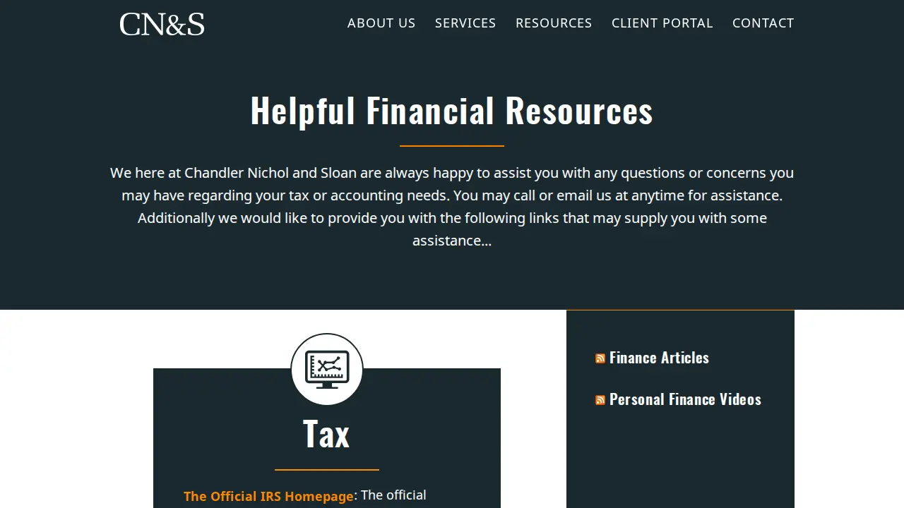 Chandler Nichol & Sloan, P.A., Certified Public Accountants page