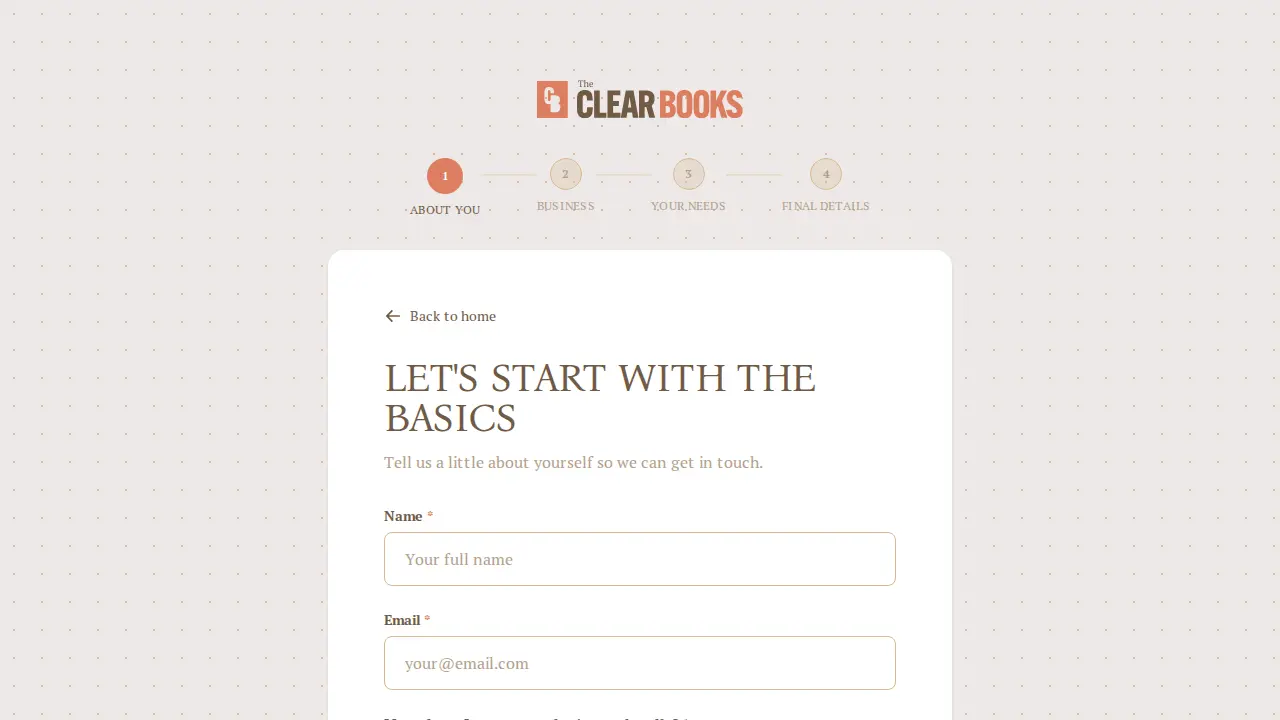 The Clear Books page