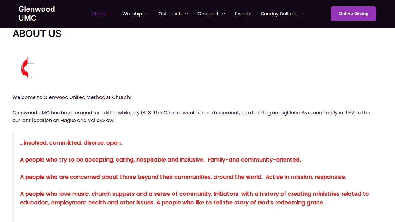 Glenwood United Methodist Church page