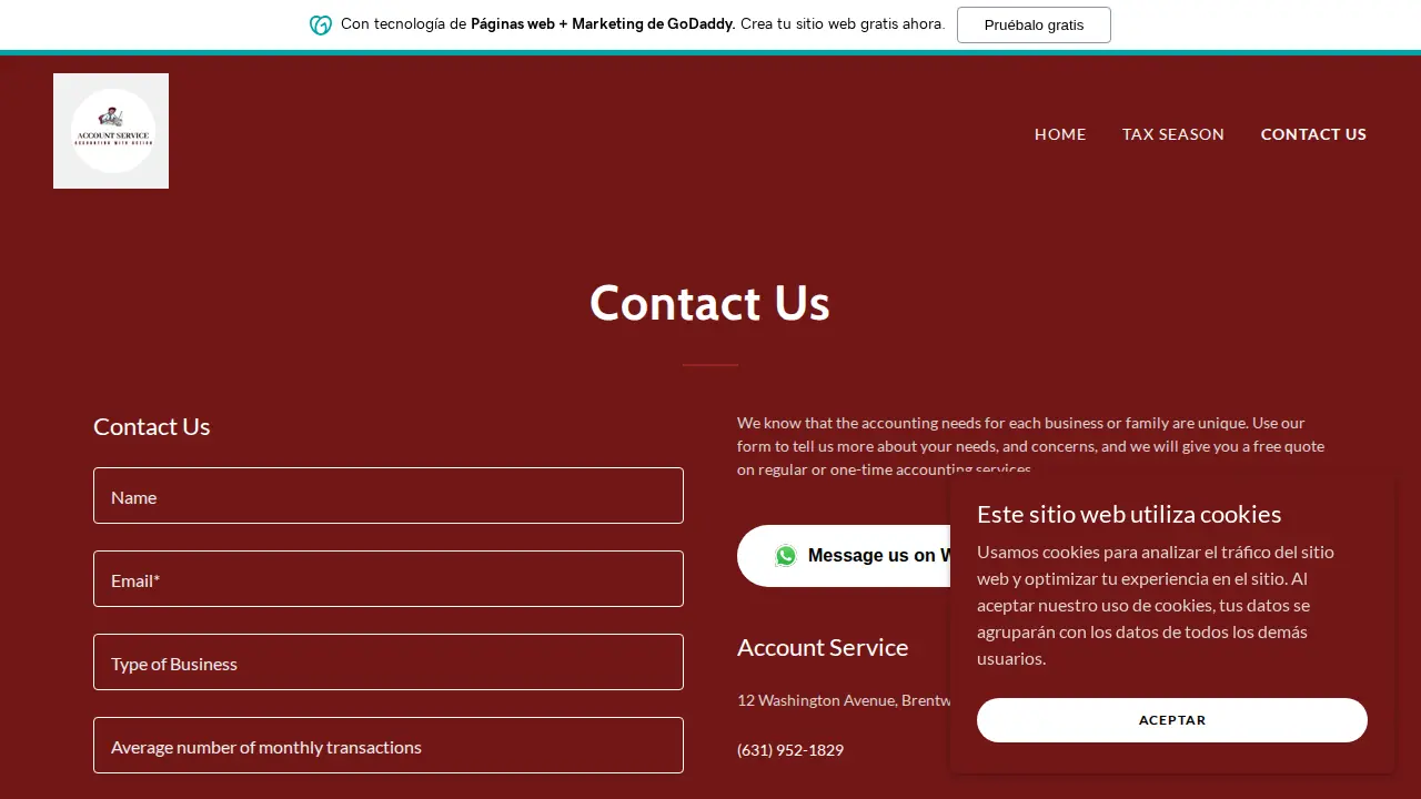 Account Service page